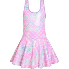 KuKiee Girls One Piece Rainbow Unicorn Swimsuit Stars Print Swimwear Bathing Suit