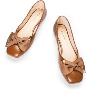 C.Paravano Women Ballet Flats | Dress Shoes for Women | Square Toe Flats | Lambskin Leather Insole | 0.6 in low heel | Comfortable Dressy Shoes | Flats | Memory padded | Bow Slip-On | Classic & Chic in Kuwait