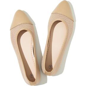 POVOGER Women's Pointed Toe Flats Womens Dressy Ballet Flats Foldable Low Heel Dress Shoes Comfortable