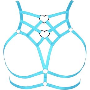 Punk Body Harness Gothic Lingerie Womens Plus Size Waist Cage Breast Hollow-Out Bra Strappy Tops Peach Shape at Chest Belts