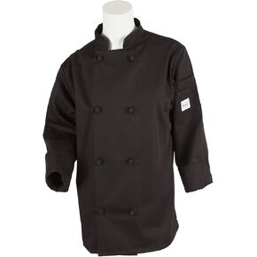 Mercer Culinary M60022BK1X Millennia Women's Cook Jacket with Cloth Knot Buttons, X-Large, Black