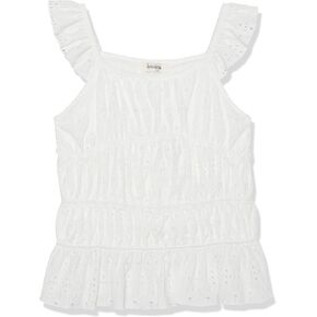 Speechless Girls' Short Sleeve Shirred Eyelet Top