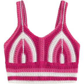Verdusa Girl's Striped Cami Sleeveless V Neck Knit Crop Tank Top in Saudi Arabia