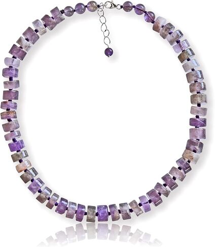 MGR MY GEMS ROCK! Beaded Button-Shape Semi-precious Stone Statement Necklace. Non-treated Gemstone Necklace. Gemstone Collar Necklace. Multi-gem Stone Necklace, 18-19.50" Long. in Kuwait