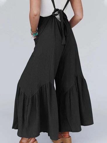 Cicy Belll Women's Wide Leg Ruffle Jumpsuits Open Back Summer Casual Boho Long Pants Rompers in Kuwait
