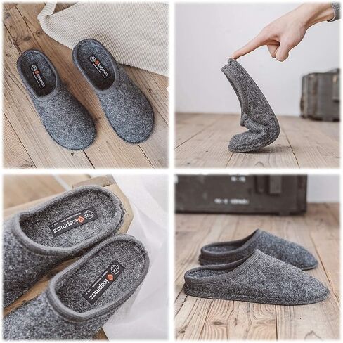 LE KAPMOZ Men's Boiled Wool House Slippers Breathable Winter Warm Slip on Mules Indoor/Outdoor Slipper for Women Two Tone Cap Toe Clog in Saudi Arabia