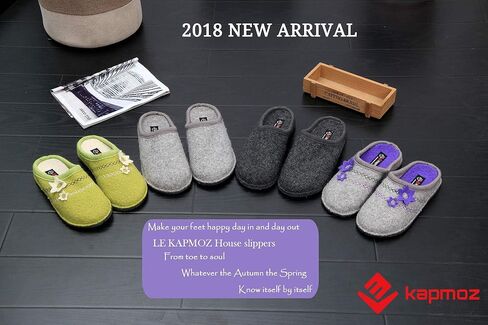 LE KAPMOZ Men's Boiled Wool House Slippers Breathable Winter Warm Slip on Mules Indoor/Outdoor Slipper for Women Two Tone Cap Toe Clog in Saudi Arabia