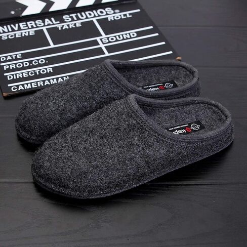 LE KAPMOZ Men's Boiled Wool House Slippers Breathable Winter Warm Slip on Mules Indoor/Outdoor Slipper for Women Two Tone Cap Toe Clog in Saudi Arabia