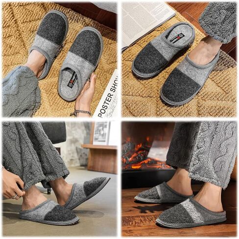 LE KAPMOZ Men's Boiled Wool House Slippers Breathable Winter Warm Slip on Mules Indoor/Outdoor Slipper for Women Two Tone Cap Toe Clog in Saudi Arabia