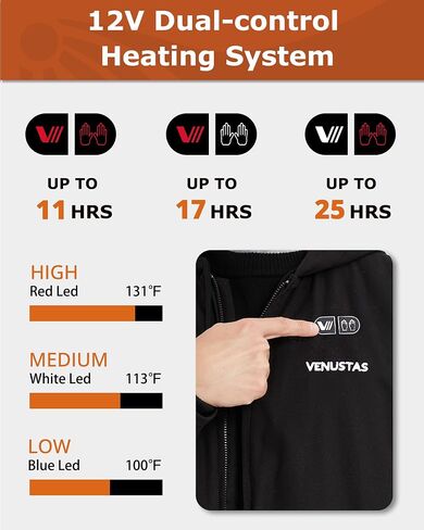 Venustas 12V Men's Dual-Control Heated Canvas Vest with Battery, Sherpa-Lined Electric Work Vest, Winter Heated Hunting Vest in Saudi Arabia