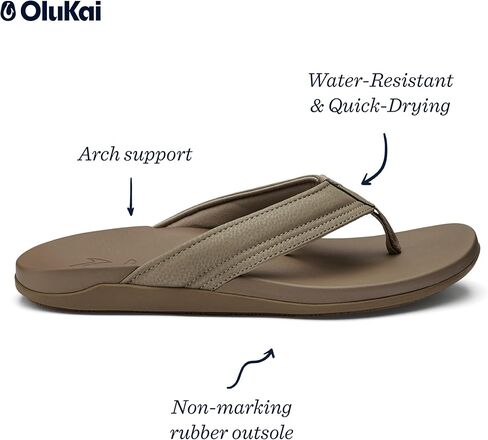 صندل الشاطئ الرجالي من OLUKAI Maha، حذاء صديق للماء، يمكن ارتداؤه طوال اليوم وملاءمة مريحة فائقة النعومة in Kuwait