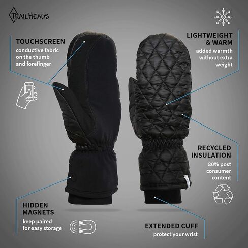 TrailHeads Women's Gift Set - Quilted Winter Ponytail Trucker hat - Quilted Mittens - black in Saudi Arabia