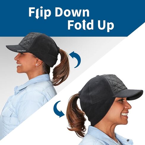 TrailHeads Women's Gift Set - Quilted Winter Ponytail Trucker hat - Quilted Mittens - black in Saudi Arabia