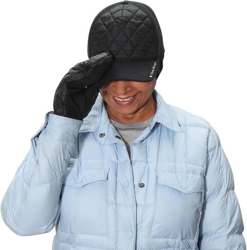 TrailHeads Women's Gift Set - Quilted Winter Ponytail Trucker hat - Quilted Mittens - black in Saudi Arabia