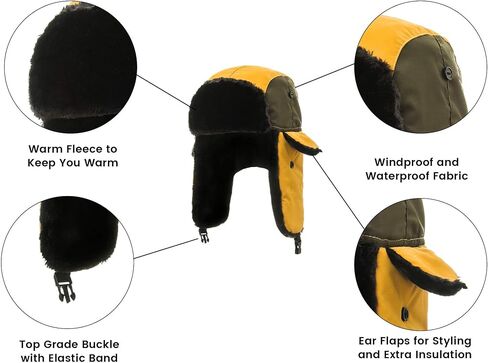 MELIFLUOS DESIGNED IN SPAIN Trapper Hat for Men and Women Russian Warm Fur Ski Fall Winter Hunting in Saudi Arabia
