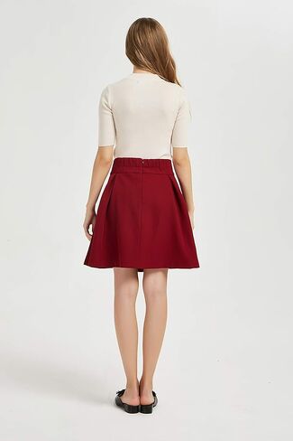 تنورة قصيرة مطوية للسيدات من Tronjori على شكل حرف A من الخلف مرنة in Kuwait