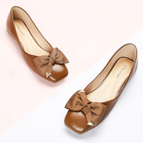C.Paravano Women Ballet Flats | Dress Shoes for Women | Square Toe Flats | Lambskin Leather Insole | 0.6 in low heel | Comfortable Dressy Shoes | Flats | Memory padded | Bow Slip-On | Classic & Chic in Saudi Arabia