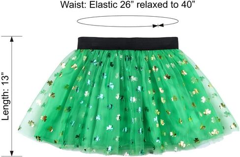Seasons Women St Patricks Day Shamrock Tutu Skirt, One Size W41249 Green in Saudi Arabia