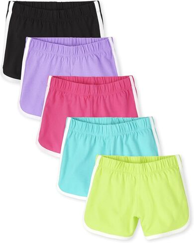 The Children's Place Baby Girls' Dolphin Shorts, Neon Multi Color 5-Pack, Large in Saudi Arabia