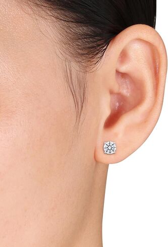 Lab-Grown Diamond Stud Earrings With Unique laser engraved Diamond ID, Set In Platinum or White Gold - D Color, VVS2 Clarity, IGI Certified Lab-Grown Diamonds - Available in 1, 2 CT TW in Saudi Arabia