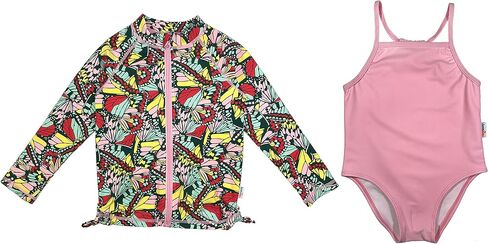 SwimZip Girl Long Sleeve Rash Guard & 1 Piece Swimsuit UPF 50 (Multiple Colors) in Saudi Arabia