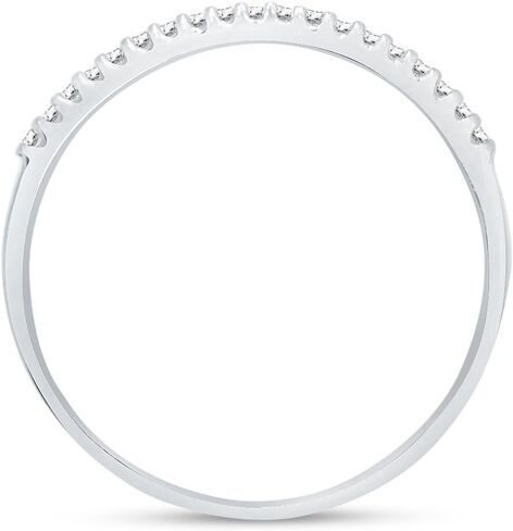 الصلبة 14K الذهب الأبيض 1.5mm جولة قطع رقيقة تمهيد مجموعة خاتم الذكرى الزفاف الفرقة تشيكوسلوفاكيا مكعب زركونيا 1/4 قيراط. in Saudi Arabia