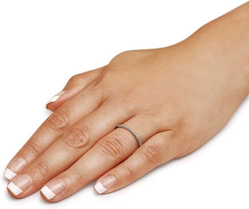 الصلبة 14K الذهب الأبيض 1.5mm جولة قطع رقيقة تمهيد مجموعة خاتم الذكرى الزفاف الفرقة تشيكوسلوفاكيا مكعب زركونيا 1/4 قيراط. in Saudi Arabia