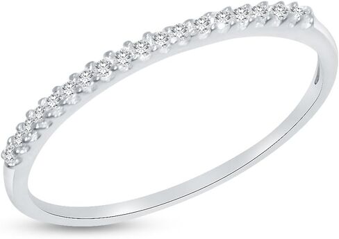 الصلبة 14K الذهب الأبيض 1.5mm جولة قطع رقيقة تمهيد مجموعة خاتم الذكرى الزفاف الفرقة تشيكوسلوفاكيا مكعب زركونيا 1/4 قيراط. in Saudi Arabia