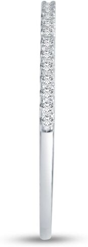الصلبة 14K الذهب الأبيض 1.5mm جولة قطع رقيقة تمهيد مجموعة خاتم الذكرى الزفاف الفرقة تشيكوسلوفاكيا مكعب زركونيا 1/4 قيراط. in Saudi Arabia