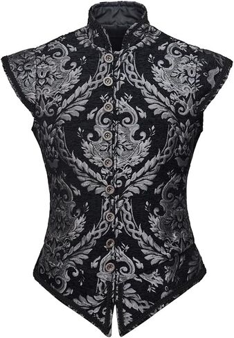 CosplayDiy Mens Tudor Vest Victorian Suit Vest Tudor Jerkin Gothic Steampunk Waistcoat in Saudi Arabia
