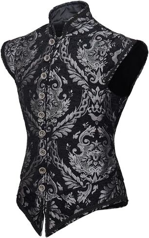 CosplayDiy Mens Tudor Vest Victorian Suit Vest Tudor Jerkin Gothic Steampunk Waistcoat in Saudi Arabia