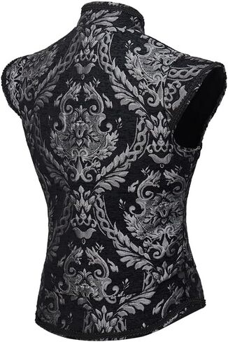 CosplayDiy Mens Tudor Vest Victorian Suit Vest Tudor Jerkin Gothic Steampunk Waistcoat in Saudi Arabia