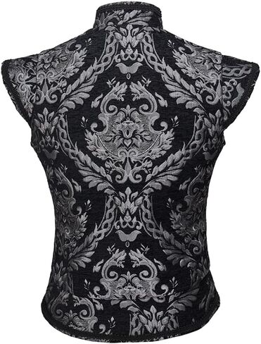 CosplayDiy Mens Tudor Vest Victorian Suit Vest Tudor Jerkin Gothic Steampunk Waistcoat in Saudi Arabia
