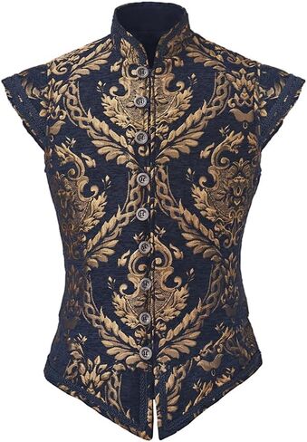 CosplayDiy Mens Tudor Vest Victorian Suit Vest Tudor Jerkin Gothic Steampunk Waistcoat in Saudi Arabia
