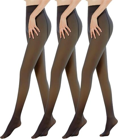 OEAK Womens Fleece Lined Tights Fake Translucent Pantyhose Thermal Opaque High Waisted Winter Legging Footed Sheer Tights in Saudi Arabia