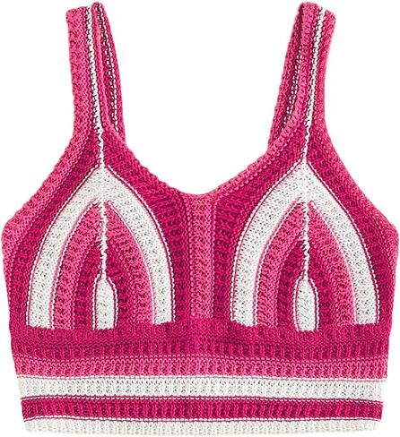 Verdusa Girl's Striped Cami Sleeveless V Neck Knit Crop Tank Top in Saudi Arabia