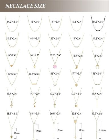 WFYOU 30 قطعة القلائد للنساء الطبقات سلسلة قلادة فضية حلية ذهبية القلائد مجوهرات لتقوم بها بنفسك متعدد الطبقات قلادة مجموعة in Kuwait