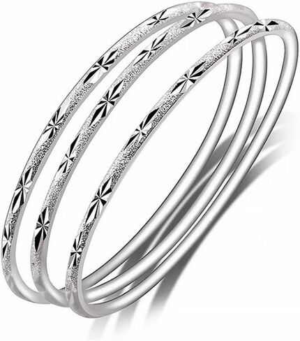 Sterling Silver Bangle Bracelets for Women,Fashion Jewelry Simple Adjustable 925 Silver Cuff Bangles for Women Mom Wife Valentine Mothers Day Gift in Saudi Arabia