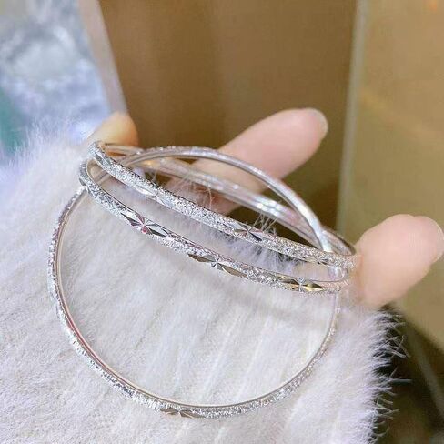 Sterling Silver Bangle Bracelets for Women,Fashion Jewelry Simple Adjustable 925 Silver Cuff Bangles for Women Mom Wife Valentine Mothers Day Gift in Saudi Arabia