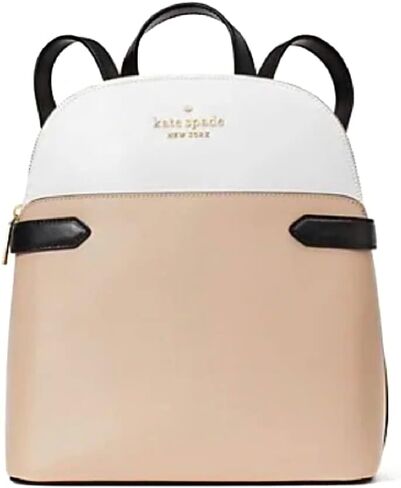 Kate Spade New York Staci Dome Leather Medium Backpack Warm Beige Black in Saudi Arabia