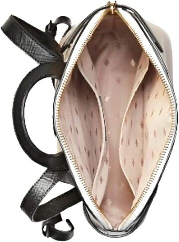 Kate Spade New York Staci Dome Leather Medium Backpack Warm Beige Black in Saudi Arabia