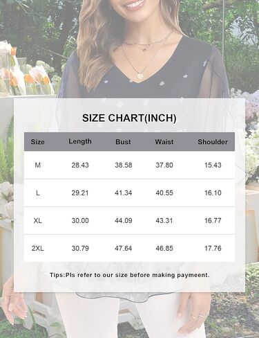 بلوزات نسائية شبكية مكشكشة من Cestyle - بلوزات فضفاضة واسعة بأكمام 3/4 in Kuwait