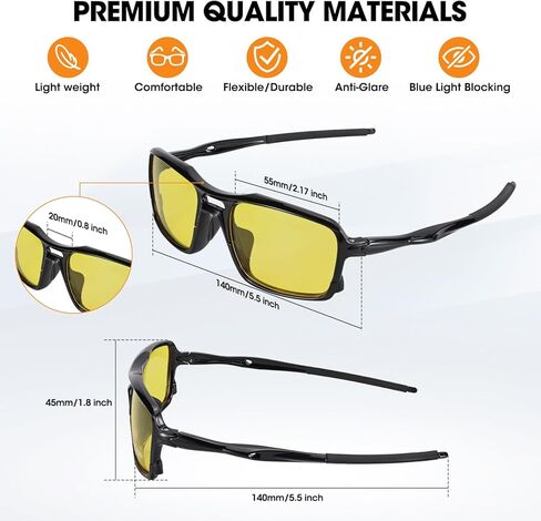 نظارات للرؤية الليلية من ال بي اس ايه اف بي، نظارات قيادة ليلية مستقطبة للرجال والنساء، تقلل الوهج وتعزز الرؤية in Kuwait