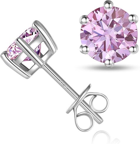 Sterling Silver Moissanite Earrings for Men Women, 2Ct Pair 6.5MM Round Cut Diamond Stud Earrings 18K White Gold Plated Jewelry Gifts in Kuwait