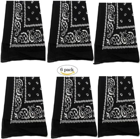 Pack of 6 X Large Paisley 100% Cotton Double Sided Printed Bandana - 27 x 27 inches by M.H.I. in Kuwait