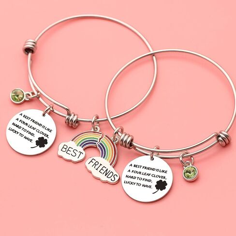 Maxforever Friendship Bangle Gifts 2Pcs Charm Bangles Bracelets for Best Friends Besties Birthday Anniversary Graduation Thanksgiving Christmas in Kuwait