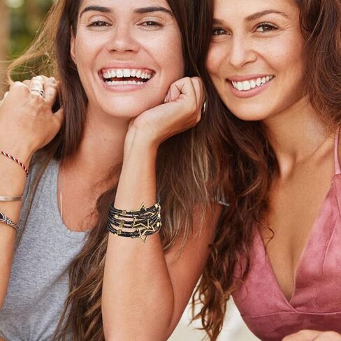 hotoo Leather Wrap Bracelet for Women Stackable Wristband with Pentagrams-Shape Bohemian Multi-Layer Wrap Bangle Boho Star Cuff Beads Bracelet with Buckle for Teen Girls Christmas Birthday Gifts in Kuwait