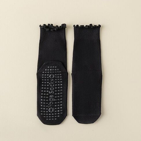 3 Pairs Pilates Socks with Grips Non-slip Ruffle Yoga Socks Grip Socks for Women in Saudi Arabia