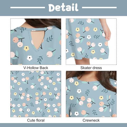 V.&GRIN Girls Spring Dress 2T to Size 8, Long Sleeve Unicorn Floral Twirly Casual Cute Kids Dress Clothes Vestidos para Niñas in Saudi Arabia