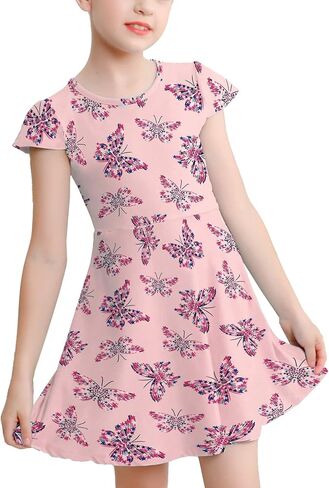 V.&GRIN Girls Spring Dress 2T to Size 8, Long Sleeve Unicorn Floral Twirly Casual Cute Kids Dress Clothes Vestidos para Niñas in Saudi Arabia
